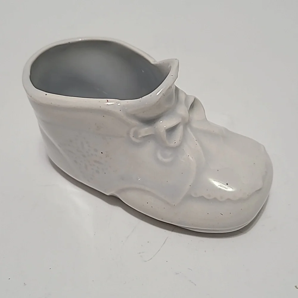 Vintage‎ Porcelain White Baby Bootie Shoe Figurine